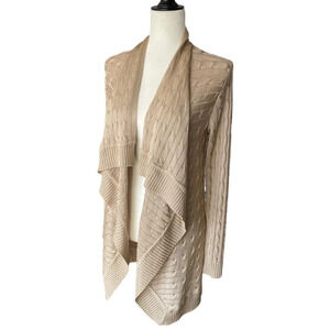 Ralph Lauren Black Label Cable Knit Open Front Cardigan Sweater